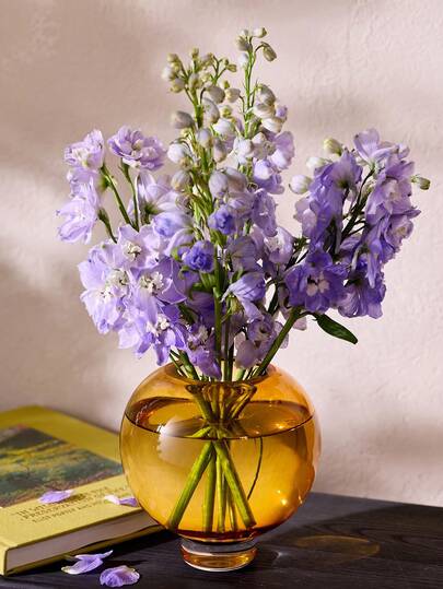 Cirelle High-End Designer Amber Glass Vase – Minimalist Light Luxury, Thick-Bottomed, Round & Narrow-Mouthed, Ideal For Living/Dining Tables