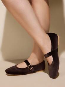 CUCCOO CURVES Women's Buckle Design Casual Flat Shoes For Daily Wear Valentine's Day - Coffee Brown - View 5