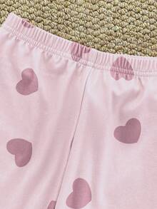 Baby Girls Hoodie & Sweatshirt Co-Ords-Sweatshirt Set Crew Neck Long Sleeve Top And Pants Pink Bear Print Heart Print Ruffle Shoulder Four Season 2026 New Year Essential Girls Set Versatile And Comfortable Bear Girls Clothing 2t - Coffee Brown - View 5