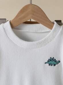 男童加厚柔软超细抓绒可爱小恐龙印花圆领长袖上衣和恐龙印花长裤套装 - 彩色 - 查看 6