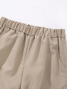 SHEIN ChillGRL 2 件套 Tween Girl 字母印花白色运动衫和卡其色工装裤休闲街头时尚服装 - 白色 - 查看 6