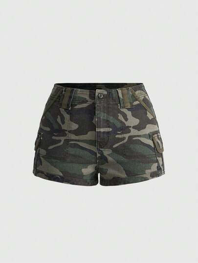 Street Life شورت كارجو جينز كامو مقاس كبير