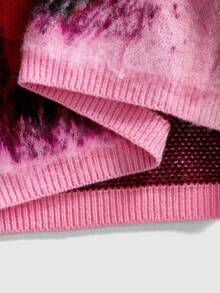 ROMWE MEN Street Life Áo len dệt kim Jacquard dáng rộng tay dài cho nam - Hồng - Xem 5