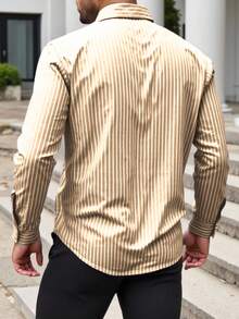 Manfinity Homme Áo sơ mi kẻ sọc thường ngày cỡ lớn dành cho nam - Màu vàng - Xem 2