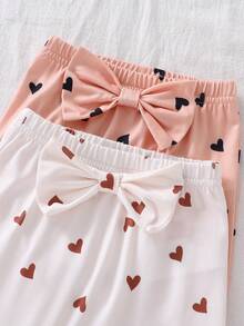 Newborn Baby Pajamas-3 Piece Pajama Set Heart Print Ruffle Kimono Long Sleeve Bodysuit And Pants Set With Headband Pink White Round Neck Long Sleeve Optional Dress Four Seasons Holiday 2026 New Year Gentle Breathable Cozy Gift Essentials - Multicolor - View 7