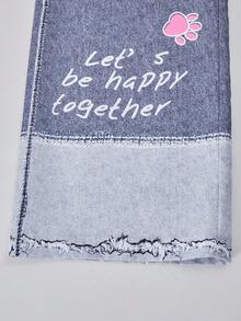 SHEIN Explorewe 青少年女孩休闲日常卡通字母印花松紧腰阔腿裤 - 彩色 - 查看 6