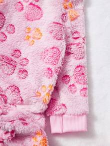 PETSIN 1pc Rose Red Dog Foot Print Pet Jumpsuit Pink Autumn And Winter Thick Warm Pet Clothing - Multicolor - View 7