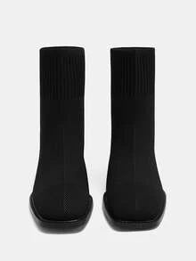 CUCCOO CURVES Women's Fashionable Elegant Commuting Thick High Heel Boots For Christmas - Black - View 7