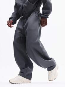 SUMWON Relaxed Fit Drawstring Waist Sweatpants With Side Pockets And Elastic Cuffs For Casual Loungewear And Weekend Comfort Plain - Grey - View 1