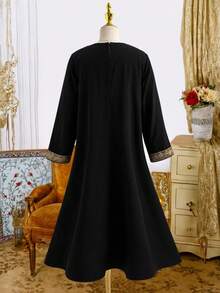 少女优雅派对丝带装饰连衣裙 - 黑色 - 查看 2