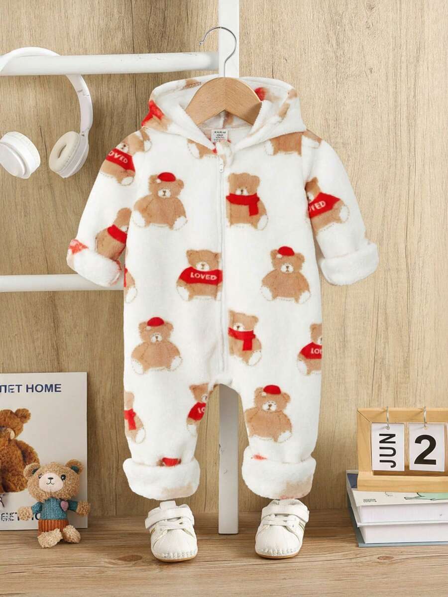 Neonato/Neonata Tutina con cappuccio morbida e soffice con stampa a stelle, adatta per uscite in autunno/inverno e per uso domestico - Multicolore - Visualizzare 1