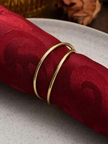 6pcs/12pcs Silver New Napkin Rings With Various Styles And Series, Suitable For Hotel Banquets, Table Setting, And Napkin Loops. - Gold - View 3