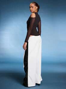 Normani Women's Summer Concert Streetwear Going Out Color-Blocked Parachute Pants Cargo Pants - White - View 7