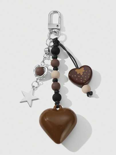 Kawaii 1 pezzo Ciondolo portachiavi/charm da donna/ragazza in stile Y2K, unico, con catena d'argento, finta perla, strass a forma di stella e ala, fiocco e finta ciliegia, adatto per uso quotidiano e come regalo per feste, Ognissanti