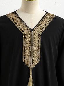 少女优雅派对丝带装饰连衣裙 - 黑色 - 查看 4