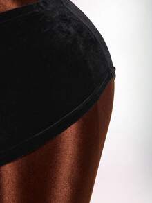 Amplova 女士黑红撞色情人节紧身短裤，饰有心形亮片，性感设计，适合情人节、约会之夜穿着，闪亮性感短裤，女士必备 - 黑色 - 查看 6