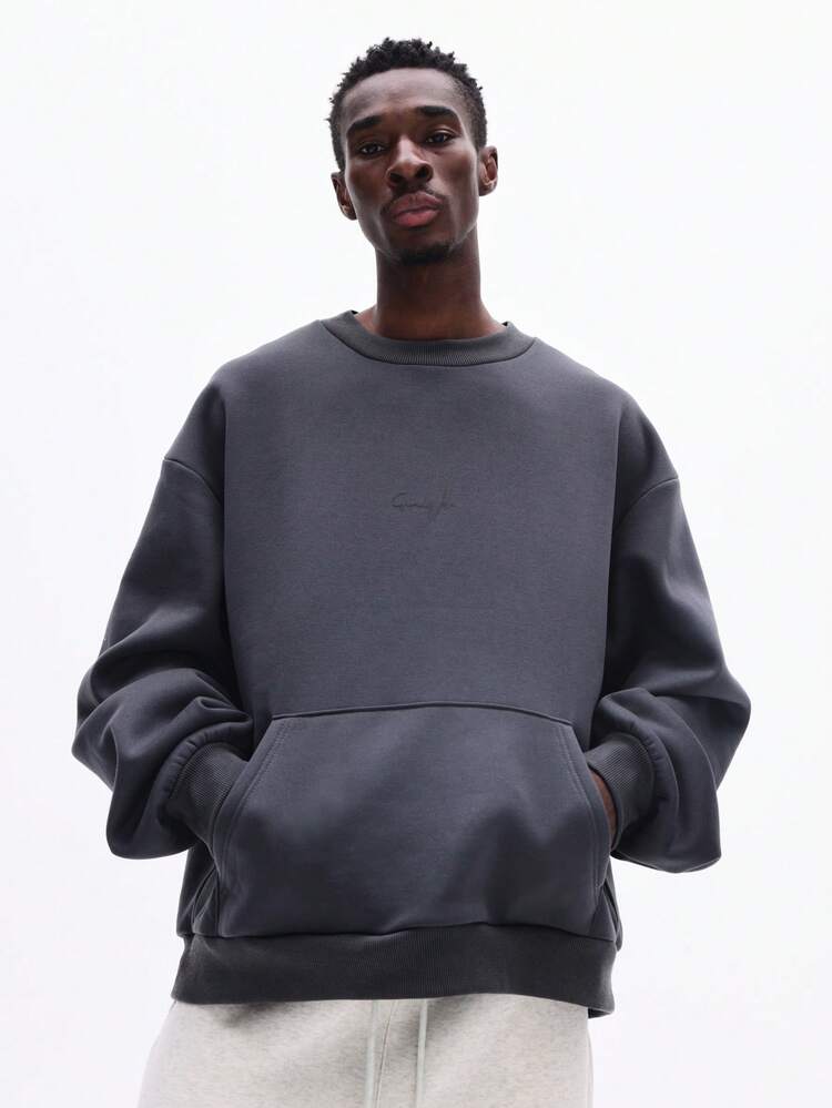 Crop Sweatshirt With Tonal Graphics