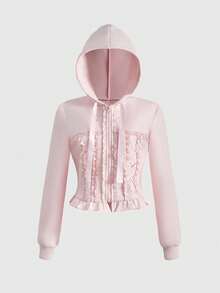 ROMWE Sudadera con capucha dulce y linda para mujer estilo Kawaii Hime Gyaru