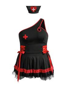 Fantasy Costume Fantasy Costume 大码女士角色扮演内衣套装（连衣裙和头饰） - 黑色 - 查看 4