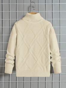 SHEIN Teenage Boys' Casual Comfortable Versatile Turtleneck Sweater