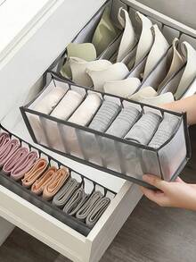 3pcs Black Underwear Compartment Storage Bag, Drawer Style Storage Box For Storing Socks Decorations Decor Festival Decor Room Decor Home Decor - Black and White - View 3