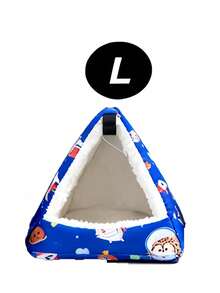 1件卡通印花毛绒全覆盖三角吊床睡袋，适用于鹦鹉、仓鼠、小型宠物鸟类，秋冬季适用 - 藍色刺蝟 - 查看 10