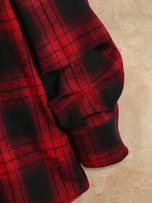 HIMLAND 男士格子长袖单排扣休闲通勤梭织衬衫 - 紅色 - 查看 2