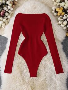 Resyla Women's Casual Solid Color Long Sleeve Knitted Jumpsuit