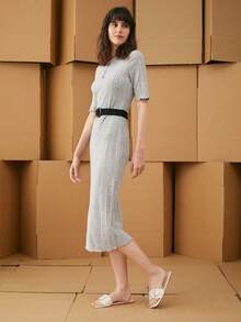 Women's Rhinestone Decor Flat Sandals - Beige - View 5