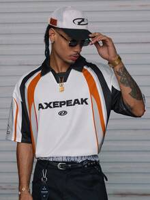 AXEPEAK Men's Knitted Casual Loose Fit Short Sleeve Polo Shirt - Multicolor - View 4