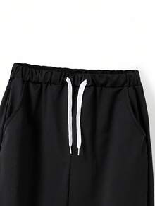 SHEIN Mirajuku 1pc Teens' Casual Sports Design Drawstring Sweatpants, Versatile For Daily Commute, Spring/Autumn Fall Winter - Black - View 5