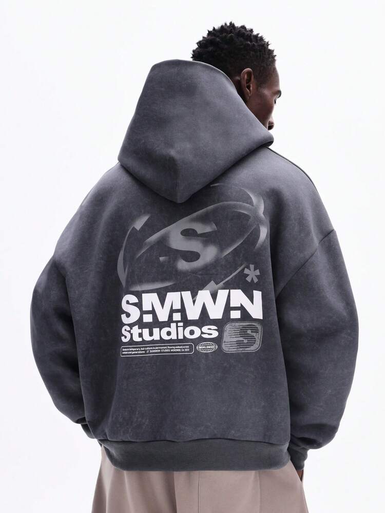 Oversized Box Fit Hoodie With Studios Print