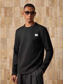 NEON BLANC 男士字母图案圆领休闲长袖T恤 - 黑色 - 查看 5