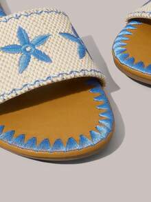 Styleloop 女士平底凉鞋，波西米亚风格，复古美式，波西米亚风，西部风，音乐节，派对，海滩，度假 - 藍色 - 查看 4