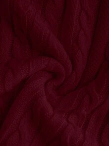 SHEIN Franclia Pulover tricotat răsucit pentru femei, la modă casual, minimalist, versatil, pentru naveta, cu guler înalt, mânecă tip lanternă, toamnă/iarnă