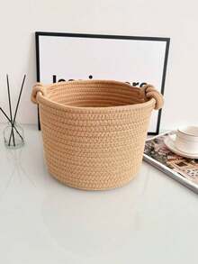 A Super Solid Color Thick Foldable Laundry Basket, Dirty Clothes Basket, Blanket Basket, Hand Woven Basket With Auspicious Buckle Handle, Used For Storing Clothes, Blankets, Quilts, Pillows, Toys, Miscellaneous Items, Shoes Can Be Used In Bedrooms, Laundry Rooms, Corridors