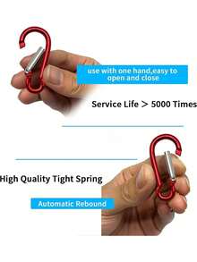 5/10/30/50个装登山扣钥匙圈散装弹簧钩钥匙链夹铝制D形环小登山扣，适用于背包旅行、露营、徒步旅行 - 彩色 - 查看 6