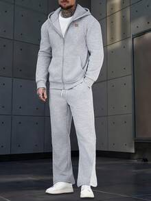 Manfinity CasualCool 男士拉链连帽衫和运动裤休闲运动套装 男士灰白套装 男士套装 男士运动服套装 男士针织两件套运动套装 适合男士穿着，适合日常休闲、周末旅行、户外活动、探险旅行、轻松的工作环境或半正式场合，也是送给男友/丈夫、周年纪念日、派对、圣诞节和新年礼物的理想选择。 - 灰色 - 查看 3