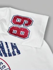 SHEIN ChillGRL 2pcs Set Tween Girl Number Graphic V-Neck Short Sleeve Top And Wide Leg Sports Pants Set, Spring/Summer Back To School Clothes - Multicolor - View 5