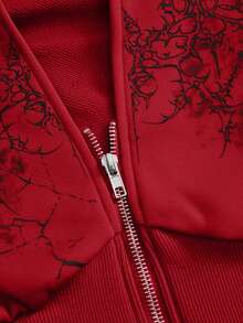 ROMWE Grunge Punk Sudadera con capucha con estampado de leopardo vintage Y2K para mujer