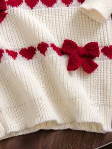 New Fashionable Versatile Cute Young Girls Heart & Bow Knitted Sweater Dress Bow Clothes Girls Sweater Girl Clothes Autumn And Winter Clothes Girl Knit Autumn Winter Clothes Girls Knitted Dress Girls Sweater Dress Girls Long Sleeve Dress Girls Autumn Winter Dress Toddler Girl Sister Autumn And Winter Young Girls Dress Girls Spring And Autumn Dress Red Kids Dress Christmas Girls Dress Girl Knit Set - Red - View 5