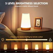 Lámpara de mesita de noche LED, control táctil de brillo regulable, recargable por USB tipo C con control remoto, luz nocturna, lámpara de escritorio inalámbrica con temporizador, para dormitorio y sala de estar - Multicolor - Ver 7