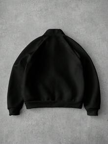 PAVTROS Men's Street-Style Popular INS Matching FREEDOM Print Zip-Up Pullover Sweatshirt, Suitable For Outdoor Music Festivals, Nightclubs, Bars, Boyfriend/Husband Gift, Anniversary Gift, White Raglan Sleeve Pullover Sweatshirt Black Graphic Jacket Manfinity Jacket Men Graphic Jacket Men S Street Wear Zip Up Graphic Jacket Zip Up - Black - View 4