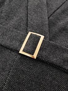 GlowEve 女士休闲无袖V领人字纹面料连体裤，适合居家穿着，秋冬季 - 黑色 - 查看 3