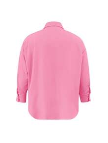 SHEIN Plus Size Casual Versatile Solid Color Shirt - Pink - View 2