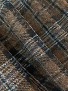 Franclia Nowe stylowe, luźne, wełniane spodnie w kratę z szerokimi nogawkami dla kobiet - Kolor khaki - Zobacz 6