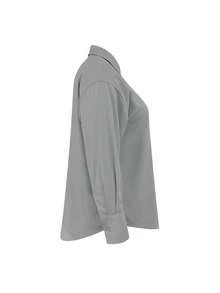 Resyla Plus Size Solid Color Long Sleeve Casual Shirt, Autumn - Grey - View 4