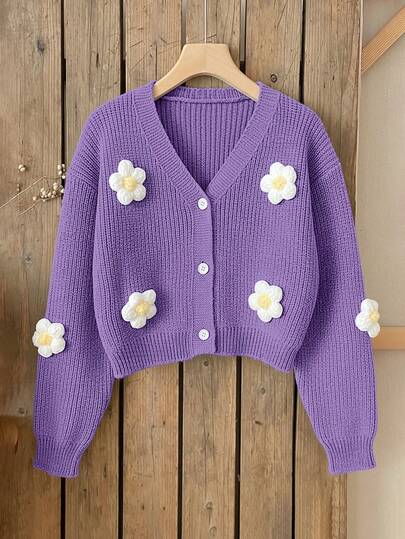 SHEIN Sparklyn New Fashion Versatile Girls Toddler 3D Floral Black Knit Cardigan Kids Purple Sweater With Buttons Purple Cardigan For Girls Cute Violet Cardigan Girls Knit Sweater Purple Cardigan With Flower Appliques Cute Cardigan Cardigan Young Girls Purple Kids Sweaters For Girls Button Purple Sweater For Girls 12 Year Old Girl Jumper Purple Or Lilac  Girl Sweater Jacket Children Cardigan Girl Cardigan Kids Sweaters For Girls Button Girl Clothes Autumn And Winter Clothes Girls Long Sleeve Blouses Kids Cardigan For Girls Sweatshirt For Girls Kids Sweaters For Girls Button Kids Girl Jacket Tween Girl Clothes Sweaters Girls Sweater Sweaters For Tweens Girl Sweaters For Girls Tween Tween Girl Sets Winter Chlothes For Girl Kids 11 Purple Cardigan Girls