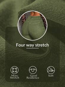 SHEIN Tall 高腰修身喇叭牛仔裤 - 軍綠色 - 查看 7