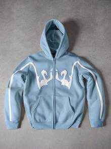 PAVTROS Men's Casual Graphic Print Zip-Up Hoodie Sweatshirt, Autumn - Blue - View 1